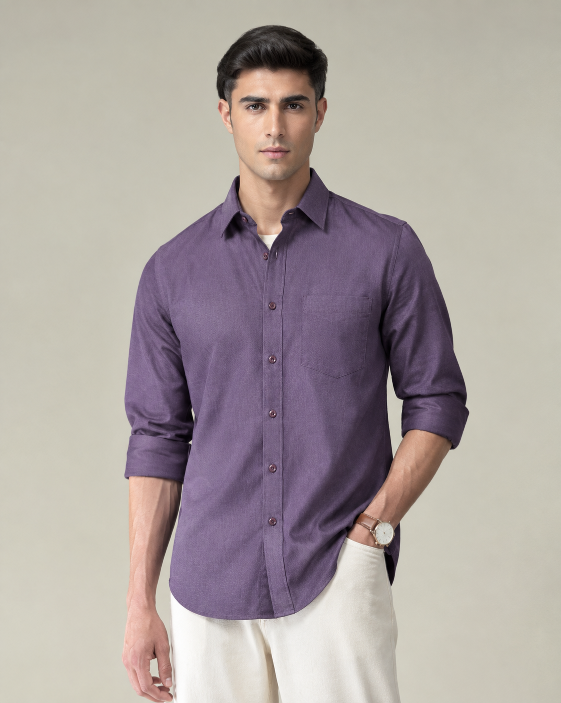 Solid tailored fit shirt